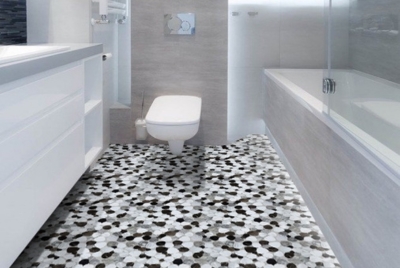 Manto Tile's Pebble Stone in Emperador Mix