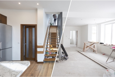 Luxury vinyl plank flooring in a modern open concept