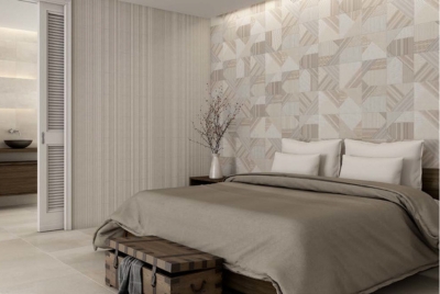 Roca Stripes Ceramic Wall Tile in Mix Linen
