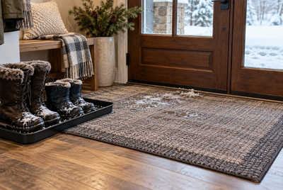 Protect Floors in Winter with a rug or boot tray Protect Floors in Winter with a rug or boot tray